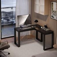 Mesa Escrivaninha Berlim De Canto Em L Para Quarto E Escritório Com Espaço Para Pc E Computador Preto - 1