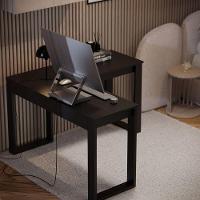 Mesa Escrivaninha Berlim De Canto Em L Para Quarto E Escritório Com Espaço Para Pc E Computador Preto - 3