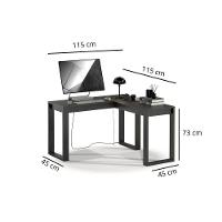 Mesa Escrivaninha Berlim De Canto Em L Para Quarto E Escritório Com Espaço Para Pc E Computador Preto - 5