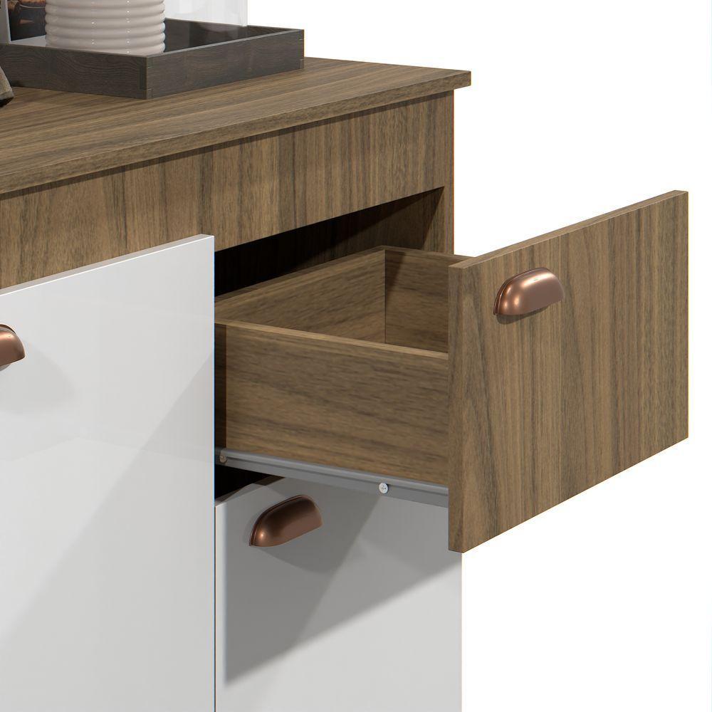 Kit Armário De Cozinha Aéreo E Bancada Completo Com 5 Portas E 1 Gaveta Carvalho Branco - 4