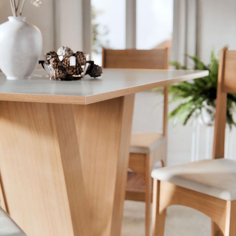 Conjunto Sala De Jantar Vivi Mesa Com 4 Cadeiras Estofadas Para Sala E Cozinha Mel Off - 3