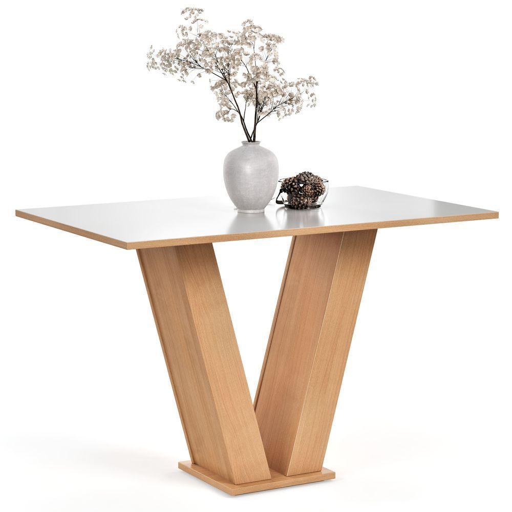 Conjunto Sala De Jantar Vivi Mesa Com 4 Cadeiras Estofadas Para Sala E Cozinha Mel Off - 5