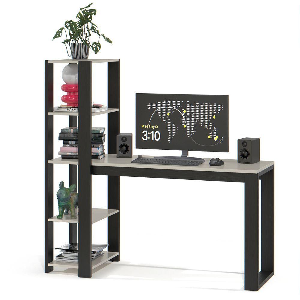 Mesa Escrivaninha Para Home Office E Escritório Paris Com Prateleiras Estilo Industrial Em Mdf - 5