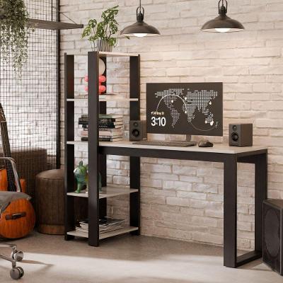 Mesa Escrivaninha Para Home Office E Escritório Paris Com Prateleiras Estilo Industrial Em Mdf