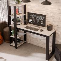 Mesa Escrivaninha Para Home Office E Escritório Paris Com Prateleiras Estilo Industrial Em Mdf - 3
