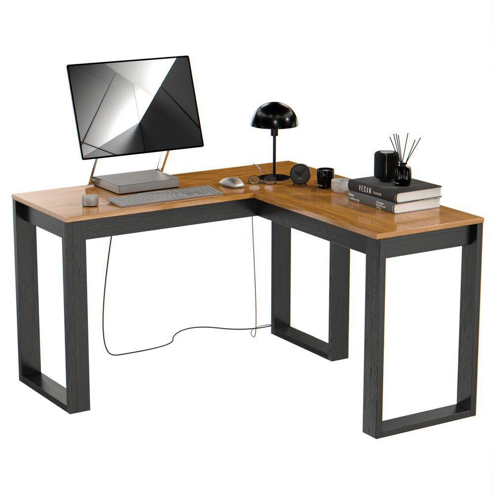 Mesa Escrivaninha Berlim De Canto Em L Para Quarto E Escritório Com Espaço Para Pc E Computador Canela - 4