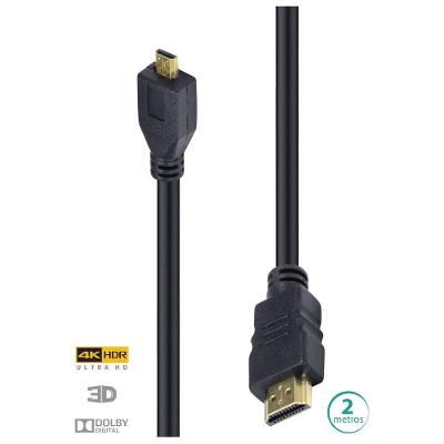 Cabo Hdmi 2.0 Para Micro Hdmi 4k Ultra Hd 3d Conexao Ethernet 2 Metros - H20mc-2