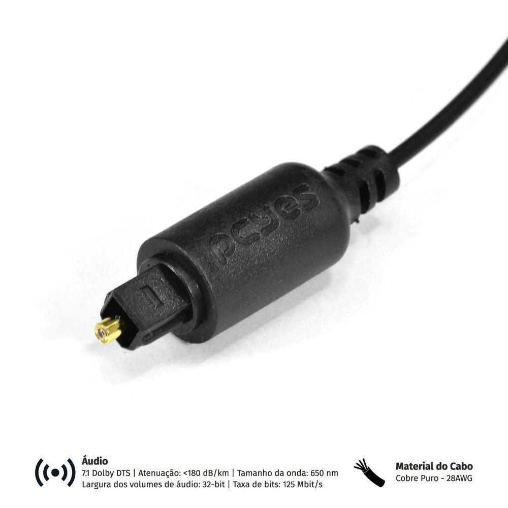 Cabo óptico Digital Toslink Macho 1 Metro - Pod-1 - 2