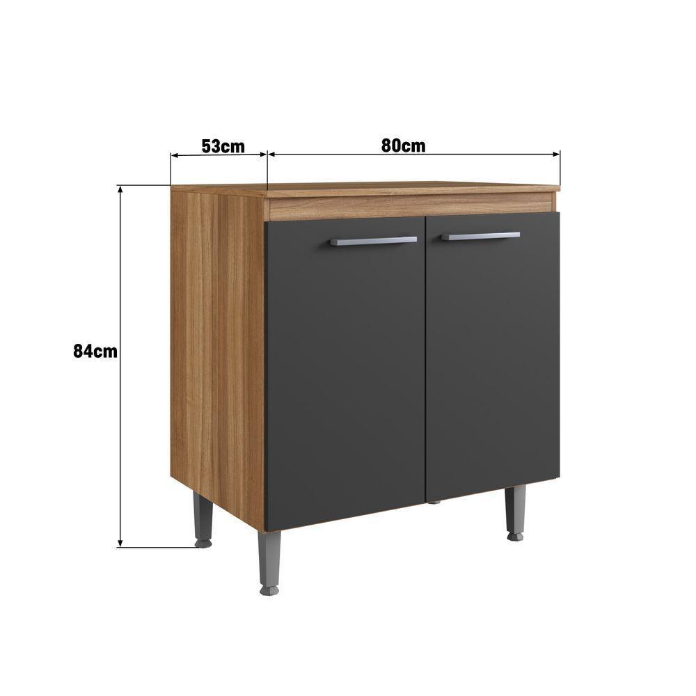 Armário De Cozinha Com Balcão E 2 Portas Para Cooktop 4 Bocas Carvalho Grafite - 4