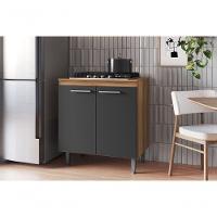 Armário De Cozinha Com Balcão E 2 Portas Para Cooktop 4 Bocas Carvalho Grafite - 1