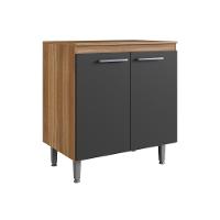 Armário De Cozinha Com Balcão E 2 Portas Para Cooktop 4 Bocas Carvalho Grafite - 2