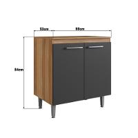 Armário De Cozinha Com Balcão E 2 Portas Para Cooktop 4 Bocas Carvalho Grafite - 4