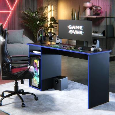 Mesa Gamer Para Quarto Hunder Com Nicho E Suporte Para Pc Preto E Azul
