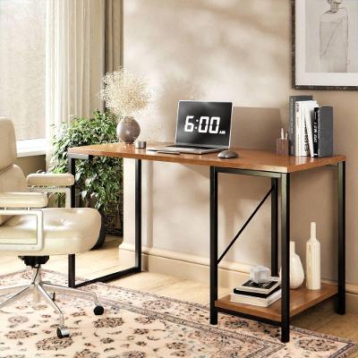 Mesa Escrivaninha Retangular Tokyo Moderno em MDF 115cm Amadeirado para Trabalho e Quarto