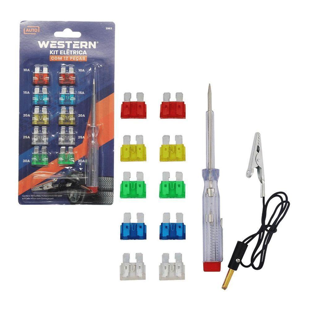 Jogo De Fusiveis Automotivo Western Com 12 Pecas + Chave Teste - 2