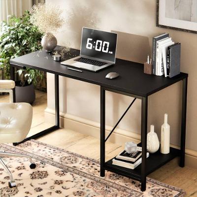 Mesa Escrivaninha Retangular Tokyo Moderno MDF 115cm Preto para Escritório