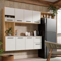 Armário De Cozinha Completo Suspenso Com 7 Portas E 2 Gavetas Cor Freijó Off - 1