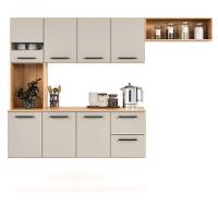 Armário De Cozinha Completo Suspenso Com 7 Portas E 2 Gavetas Cor Freijó Off