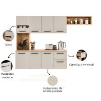 Armário De Cozinha Completo Suspenso Com 7 Portas E 2 Gavetas Cor Freijó Off - 5