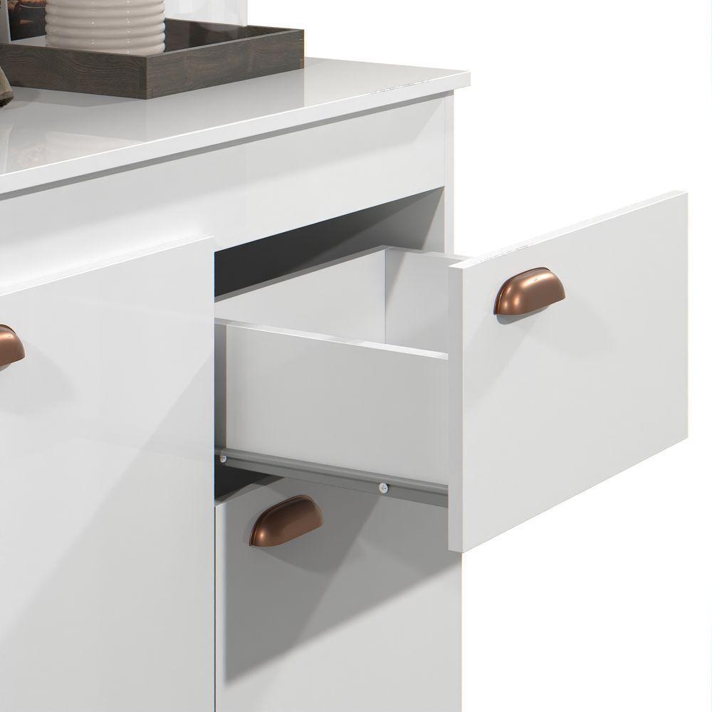 Kit Armário De Cozinha Aéreo E Bancada Completo Com 5 Portas E 1 Gaveta Branco - 4