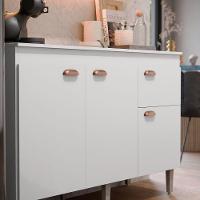 Kit Armário De Cozinha Aéreo E Bancada Completo Com 5 Portas E 1 Gaveta Branco - 3