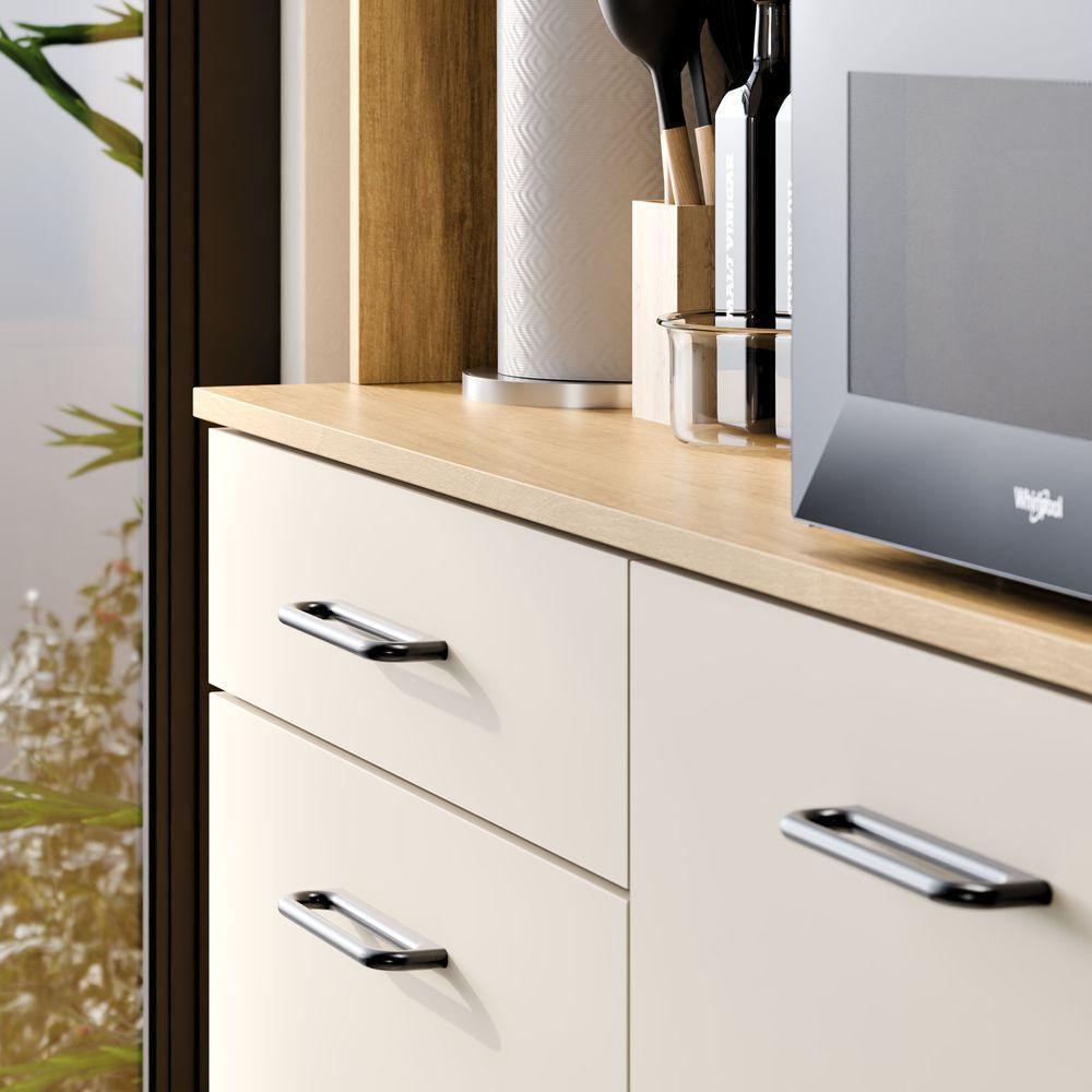 Armário De Cozinha Grazi Compacta Com 4 Portas E 1 Gaveta Ripado Off - 3