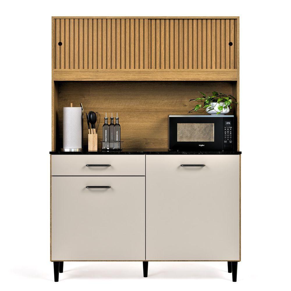 Armário De Cozinha Grazi Compacta Com 4 Portas E 1 Gaveta Ripado Off - 5