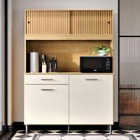 Armário De Cozinha Grazi Compacta Com 4 Portas E 1 Gaveta Ripado Off - 2