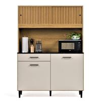 Armário De Cozinha Grazi Compacta Com 4 Portas E 1 Gaveta Ripado Off - 5