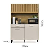 Armário De Cozinha Grazi Compacta Com 4 Portas E 1 Gaveta Ripado Off - 6