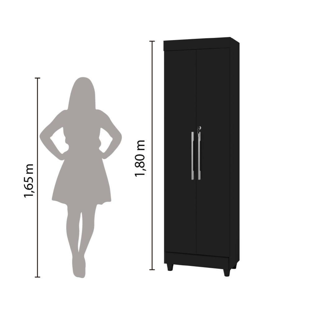 Armário Multiuso Lavanderia com Chave 2 Portas 1,80m Texas Preto J&A - 4