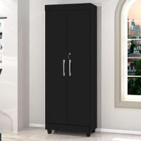 Armário Multiuso Lavanderia com Chave 2 Portas 1,80m Texas Preto J&A - 1