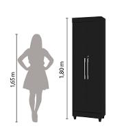 Armário Multiuso Lavanderia com Chave 2 Portas 1,80m Texas Preto J&A