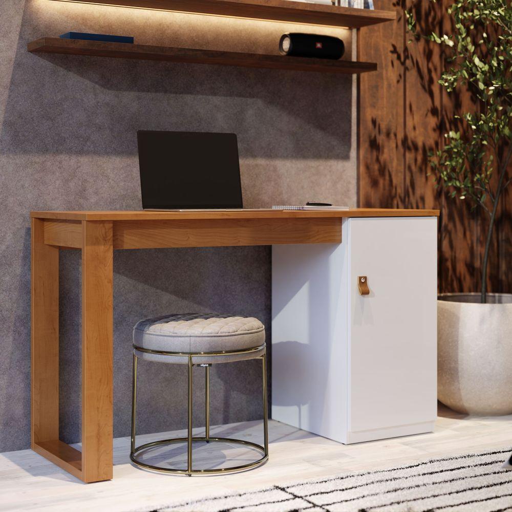 Escrivaninha Star Paris Para Escritório E Estudo Com Baú Multiuncional Nature Branco - 1