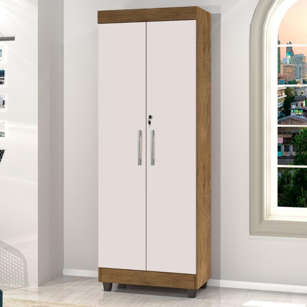 Armário Multiuso Lavanderia com Chave 2 Portas 1,80m Texas Jequitibá-Off White J&A - 1