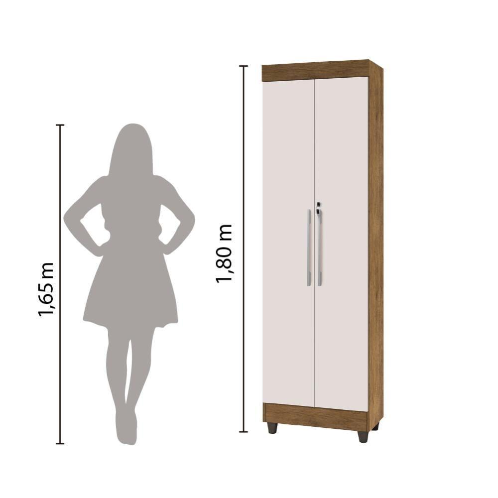 Armário Multiuso Lavanderia com Chave 2 Portas 1,80m Texas Jequitibá-Off White J&A - 4