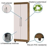 Armário Multiuso Lavanderia com Chave 2 Portas 1,80m Texas Jequitibá-Off White J&A - 3