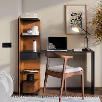 Escrivaninha Infinity Home Office Funcional Com Gaveta E Prateleiras Moderna Para Escritório E Estudo Canela Preto - 1