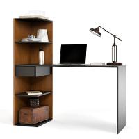Escrivaninha Infinity Home Office Funcional Com Gaveta E Prateleiras Moderna Para Escritório E Estudo Canela Preto