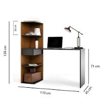 Escrivaninha Infinity Home Office Funcional Com Gaveta E Prateleiras Moderna Para Escritório E Estudo Canela Preto - 5