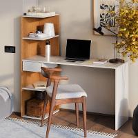Escrivaninha Infinity Home Office Funcional Com Gaveta E Prateleiras Moderna Para Escritório E Estudo Off Canela - 2