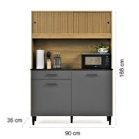 Armário De Cozinha Grazi Compacta Com 4 Portas E 1 Gaveta Ripado Grafite - 6