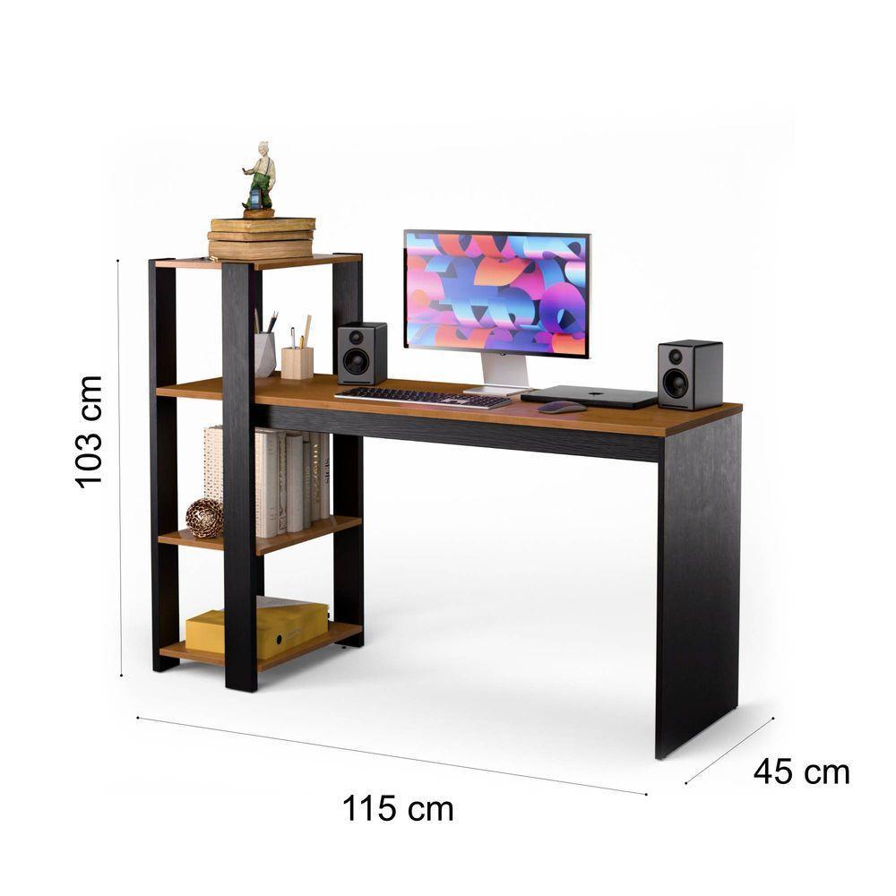 Mesa Escrivaninha Para Home Office Milão Com Prateleiras Para Trabalho E Estudo - 5
