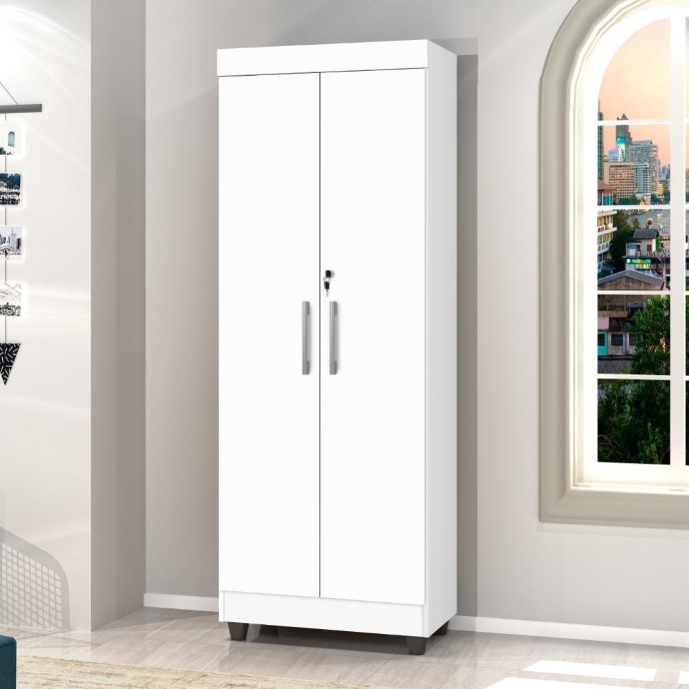 Armário Multiuso Lavanderia com Chave 2 Portas 1,80m Texas Branco J&A - 1