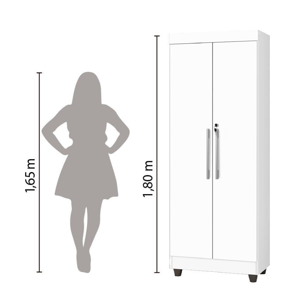 Armário Multiuso Lavanderia com Chave 2 Portas 1,80m Texas Branco J&A - 4