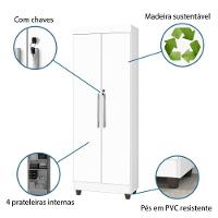 Armário Multiuso Lavanderia com Chave 2 Portas 1,80m Texas Branco J&A - 3