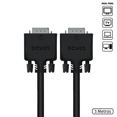 Cabo De Vídeo Vga 15 Pinos Macho Para Vga 15 Pinos Macho 28awg Puro Cobre 3 Metros - Pvm15-3