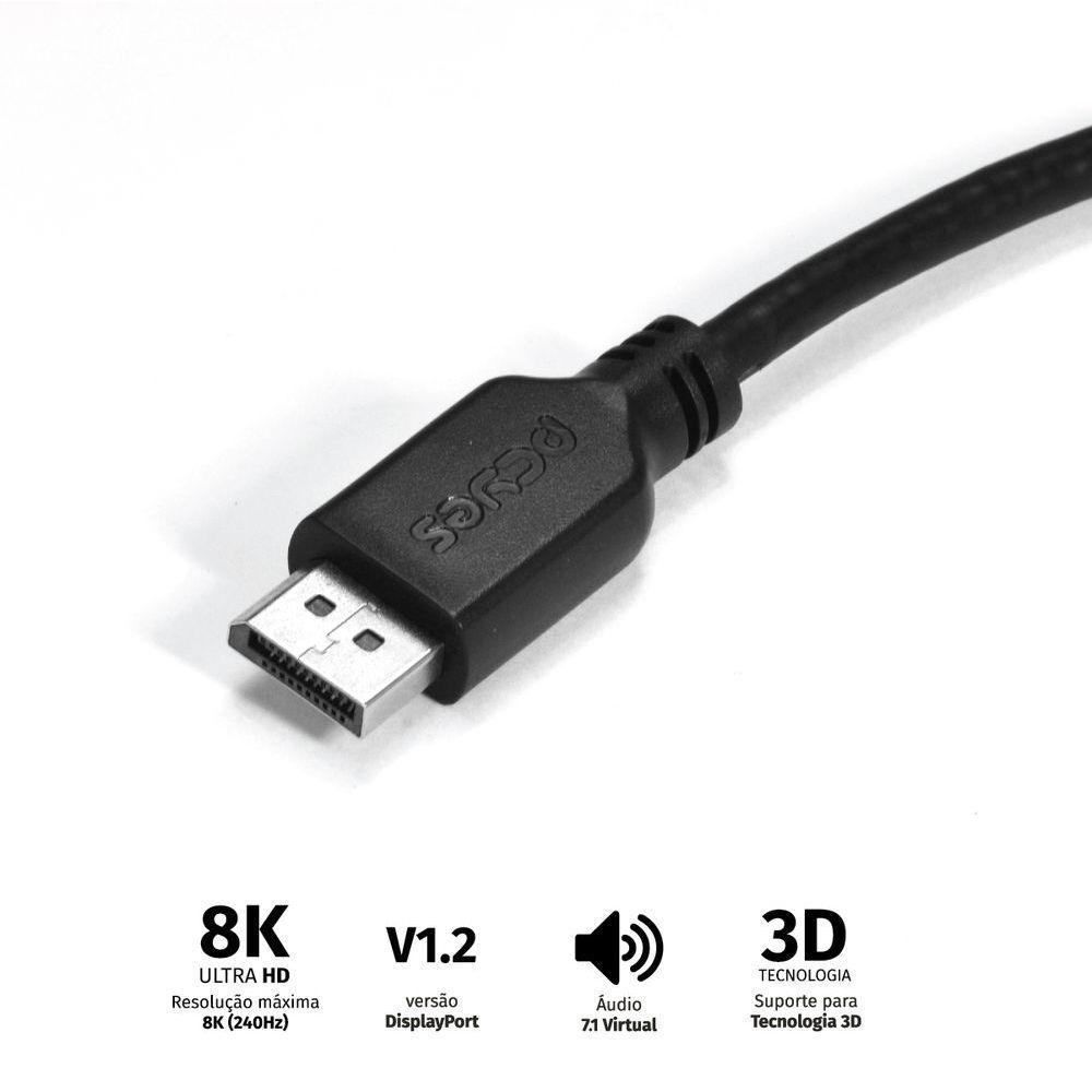 Cabo Mini Displayport Macho Para Displayport Macho V.1.2 28awg Puro Cobre 2 Metros - Pmddpm-2 - 4