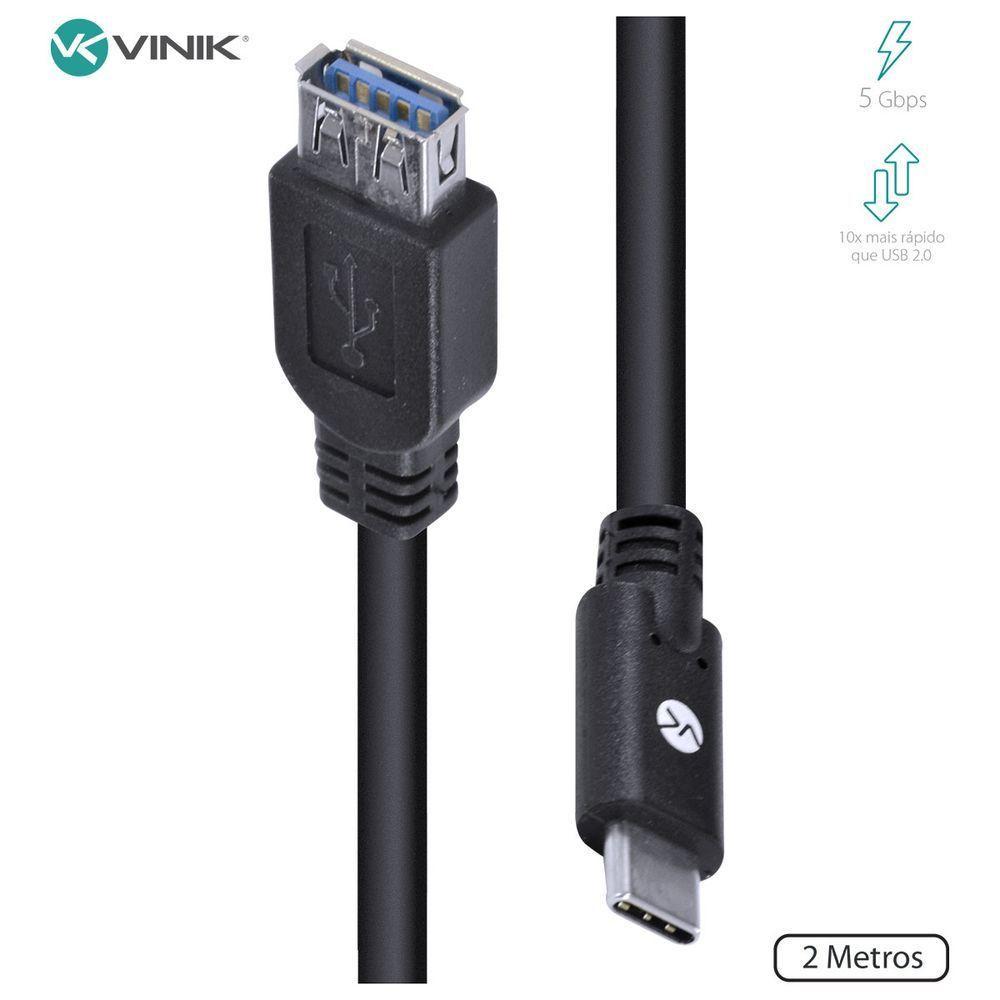 Cabo Usb Tipo C Para Extensor Usb A Femea V3.2 Gen1 5gbps 2 Metros - C32uaf-2 - 1
