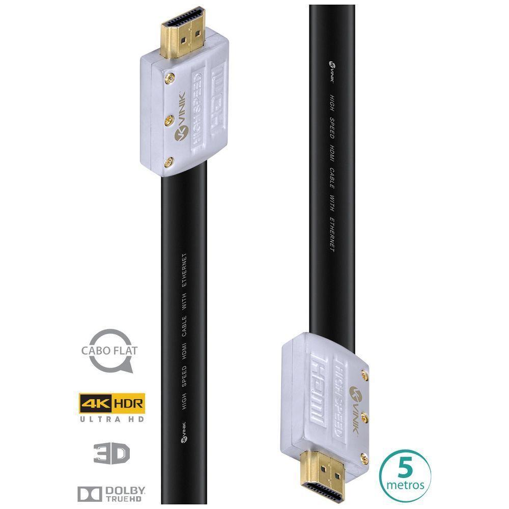 Cabo Hdmi 2.0 4k Ultra Hd 3d Conexao Ethernet Flat Com Conector Desmontavel 5 Metros - H20fl-5 - 1